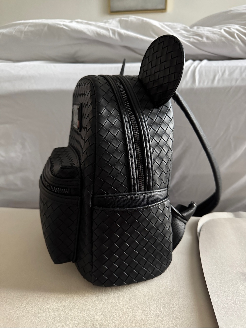 Disney Black Woven Mini Backpack with Ear Silhouette - Picture 10 of 12